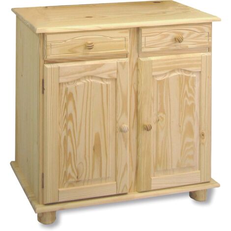 Aparador de 2 puertas y 2 cajones acabados sin barnizar. 86x88x44 cm (Alto/Ancho/Fondo) Instrucciones de montaje en el interior de la caja