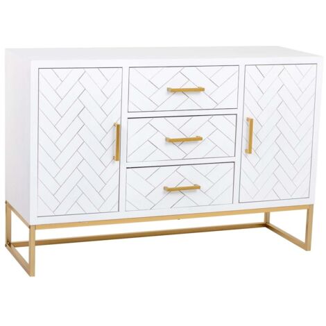 Aparador de 3 cajones y 2 puertas de madera y metal 120x40,5x81h cm