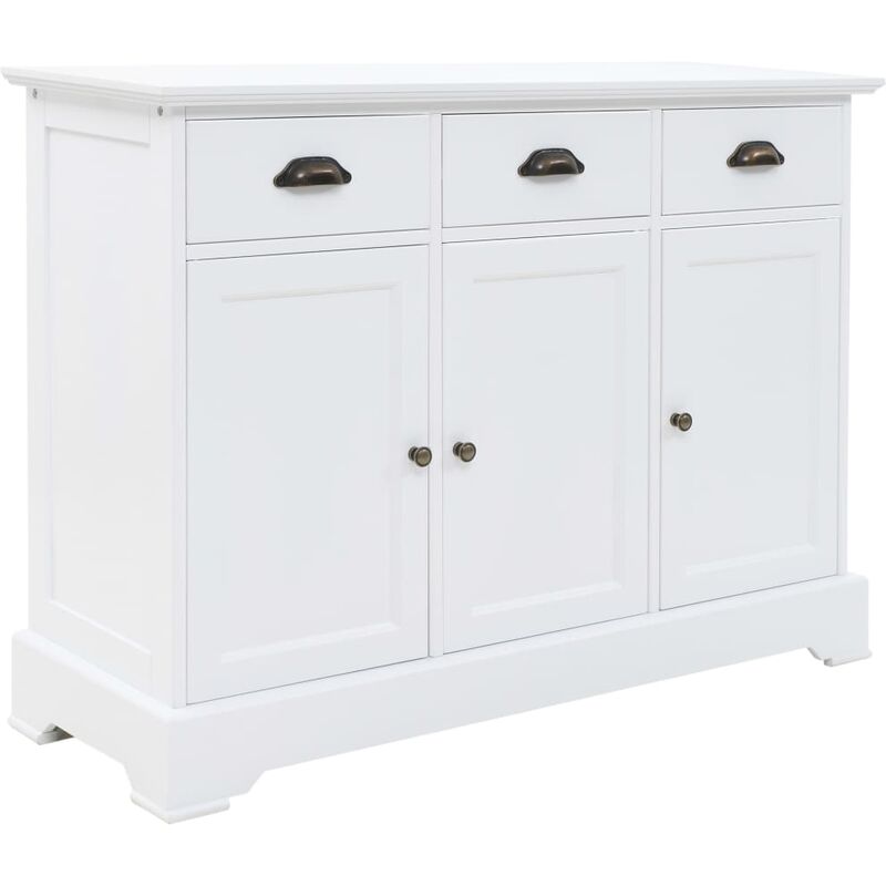 

vidaXL Aparador de 3 puertas MDF y madera de pino 105x35x77,5 cm - Blanco