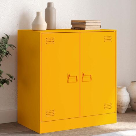 Aparador de acero amarillo mostaza 67x39x73 cm vidaXL