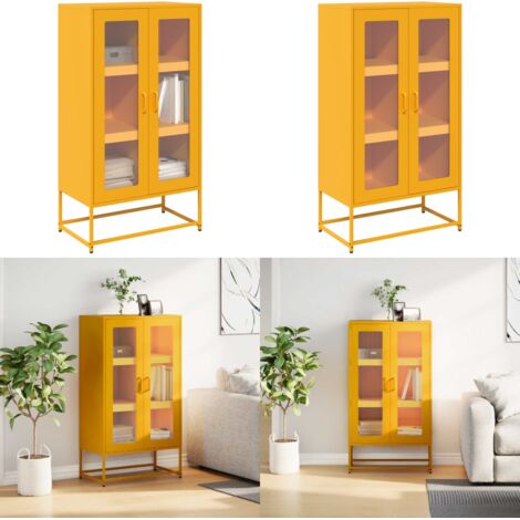 Aparador de acero amarillo mostaza 68x39x123 cm - Almacenamiento de cocina - Armario de acero