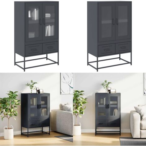 Aparador de acero antracita 68x39x111,5 cm - Almacenamiento de cocina - Armario de acero