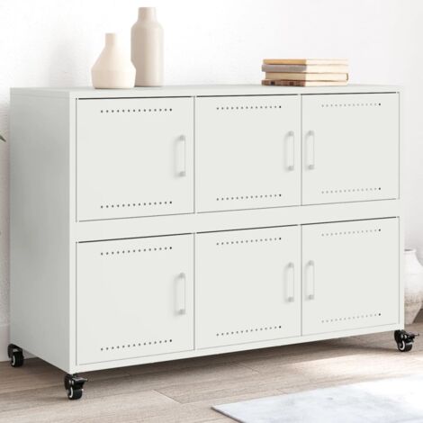 Aparador de acero blanco 100,5x39x72 cm vidaXL