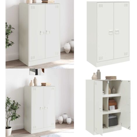 Aparador de acero blanco 67x39x107 cm - Aparador blanco - Aparador moderno