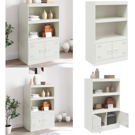 Aparador de acero blanco 67x39x107 cm - Aparador blanco - Aparador moderno