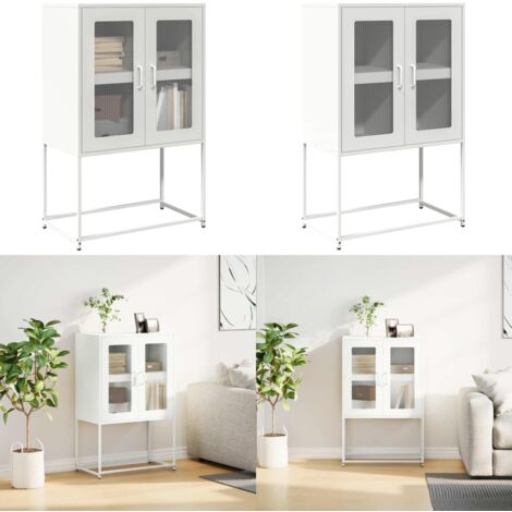 Aparador de acero blanco 68x39x107 cm - Almacenamiento de cocina - Armario de acero