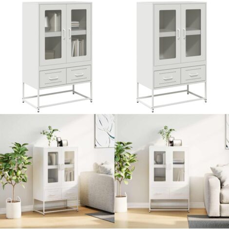 Aparador de acero blanco 68x39x111,5 cm - Almacenamiento de cocina - Aparador de acero