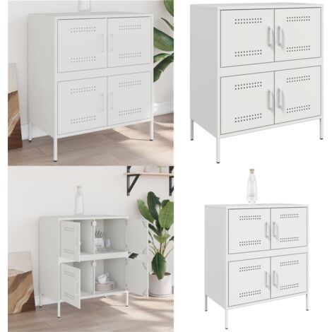 Aparador de acero blanco 68x39x79 cm - Almacenamiento - Muebles industriales