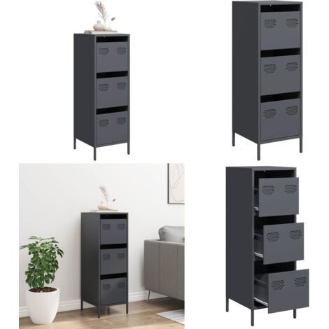 Aparador de acero gris antracita 39x35x103,5 cm - Aparador gris antracita - Almacenamiento organizado