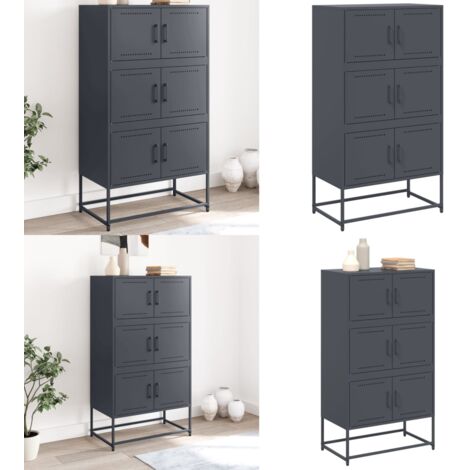 Aparador de acero gris antracita 68,5x38,5x123,5 cm - Almacenamiento organizado - Aparador industrial