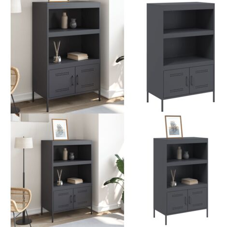 Aparador de acero gris antracita 68x39x113 cm - Aparador alto - Almacenamiento organizado