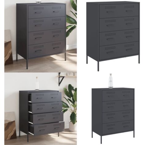 Aparador de acero gris antracita 68x39x89 cm - Almacenamiento - Muebles industriales