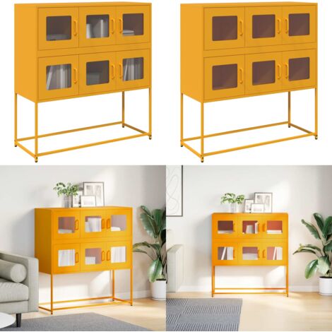 Aparador de acero laminado en frío amarillo 100,5x39x107 cm - Aparador - Acero laminado