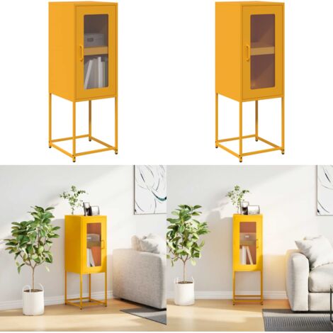 Aparador de acero laminado en frío amarillo 36x39x107 cm - Aparador - Acero laminado
