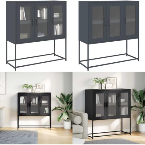 Aparador de acero laminado en frío antracita 100,5x39x107 cm - Aparador - Muebles de acero