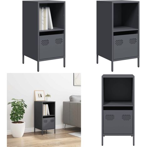 Aparador de acero laminado en frío antracita 35x39x73,5 cm - Aparador de acero laminado - Aparador de acero antracita