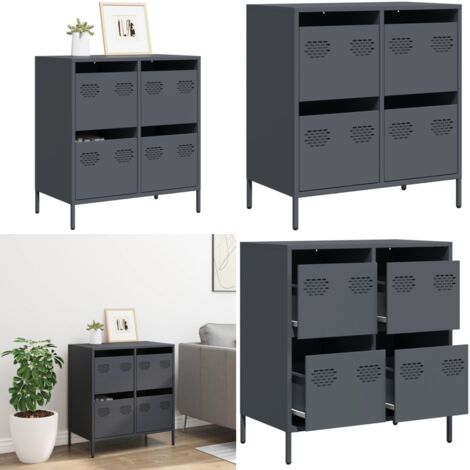 Aparador de acero laminado en frío antracita 68x39x73,5 cm - Almacenamiento - Muebles decorativos