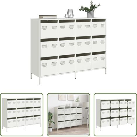 Aparador de acero laminado en frío -  Aparador de acero laminado en frío blanco 135x39x103,5 cm