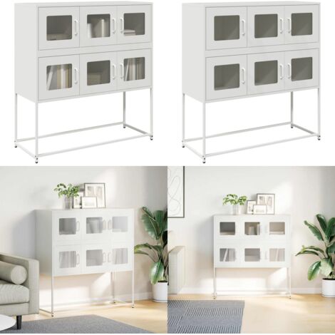 Aparador de acero laminado en frío blanco 100,5x39x107 cm - Aparador - Muebles de acero