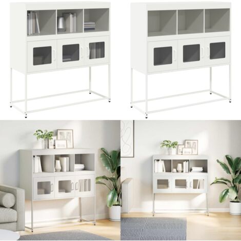 Aparador de acero laminado en frío blanco 100,5x39x107 cm - Aparador - Muebles de acero