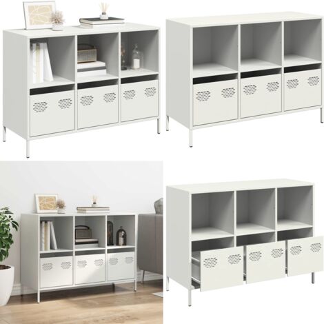 Aparador de acero laminado en frío blanco 101,5x39x73,5 cm - Aparador blanco - Aparador de acero laminado