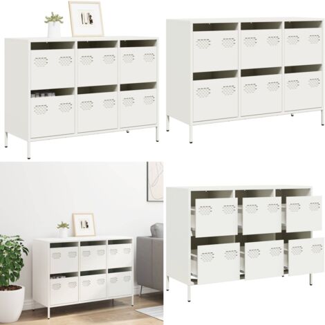 Aparador de acero laminado en frío blanco 101,5x39x73,5 cm - Aparador blanco - Aparador de almacenamiento