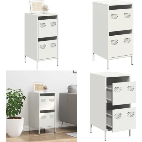 Aparador de acero laminado en frío blanco 35x39x73,5 cm - Aparador blanco - Aparador de almacenamiento