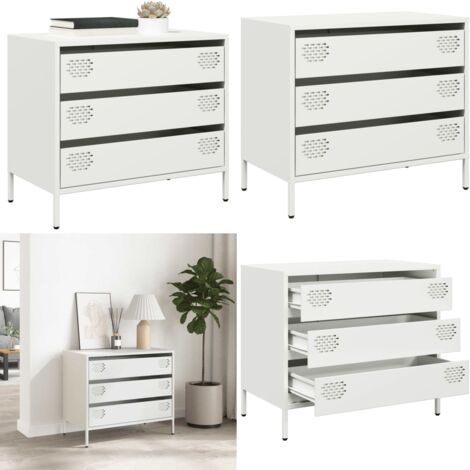 Aparador de acero laminado en frío blanco 68x39x58,5 cm - Aparador blanco - Aparador de almacenamiento