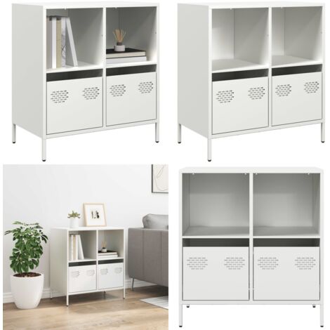 Aparador de acero laminado en frío blanco 68x39x73,5 cm - Aparador blanco - Aparador de almacenamiento