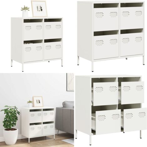 Aparador de acero laminado en frío blanco 68x39x73,5 cm - Aparador blanco - Aparador de almacenamiento