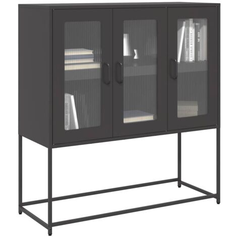 Aparador de acero laminado en frío negro 100,5x39x107 cm