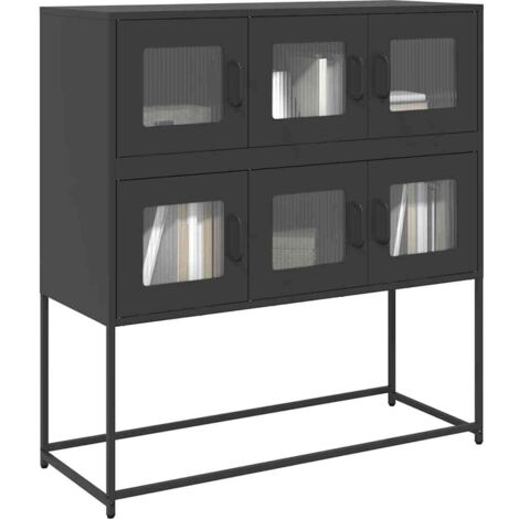 Aparador de acero laminado en frío negro 100,5x39x107 cm