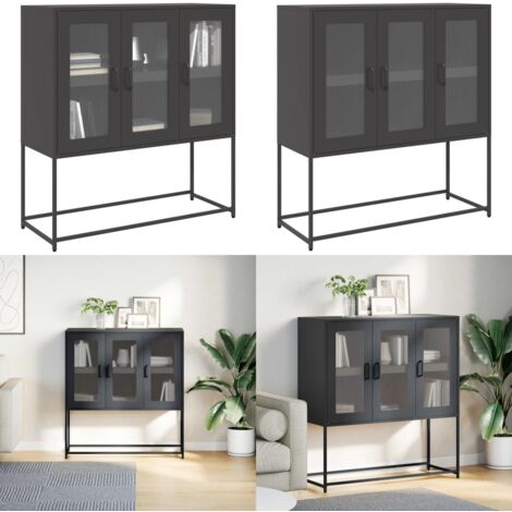 Aparador de acero laminado en frío negro 100,5x39x107 cm - Aparador - Muebles de acero