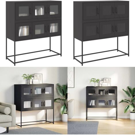 Aparador de acero laminado en frío negro 100,5x39x107 cm - Aparador - Muebles de acero
