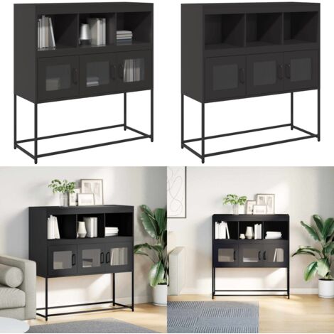Aparador de acero laminado en frío negro 100,5x39x107 cm - Aparador - Muebles de acero