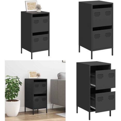 Aparador de acero laminado en frío negro 35x39x73,5 cm - Aparador negro - Aparador de almacenamiento