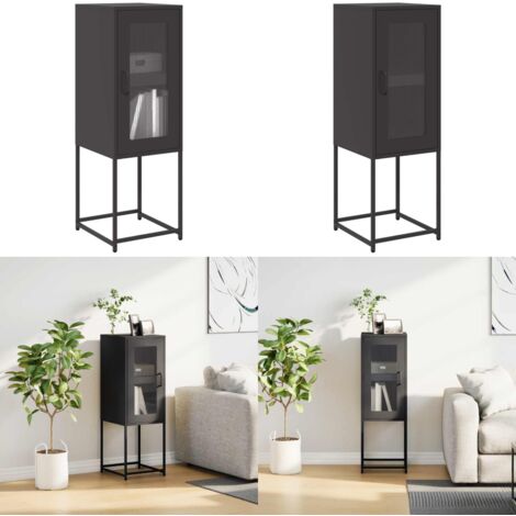 Aparador de acero laminado en frío negro 36x39x107 cm - Aparador - Muebles de acero