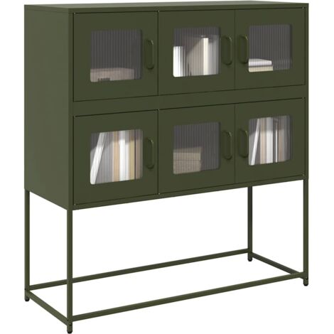 Aparador de acero laminado en frío verde oliva 100,5x39x107 cm vidaXL