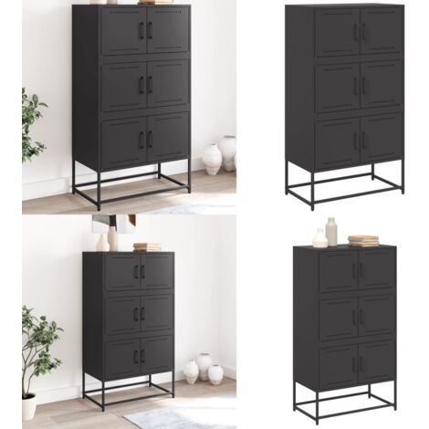 Aparador de acero negro 68,5x38,5x123,5 cm - Almacenamiento organizado - Aparador industrial