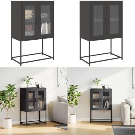 Aparador de acero negro 68x39x107 cm - Almacenamiento de cocina - Aparador negro