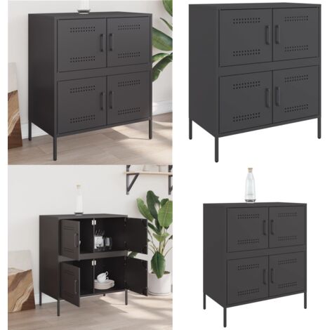 Aparador de acero negro 68x39x79 cm - Almacenamiento - Muebles industriales