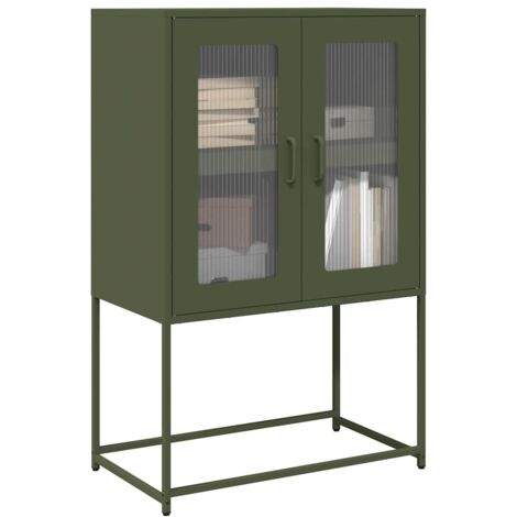 Aparador de acero verde oliva 68x39x107 cm