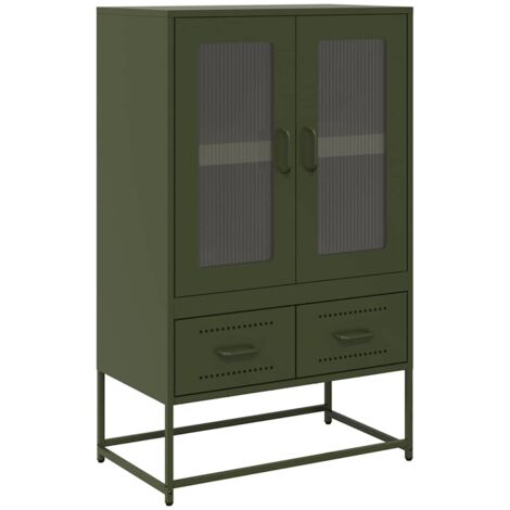 Aparador de acero verde oliva 68x39x111,5 cm vidaXL
