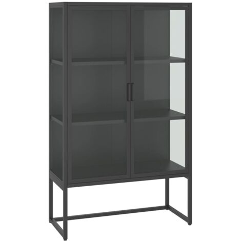 Aparador de acero y cristal templado antracita 80x35x135 cm vidaXL