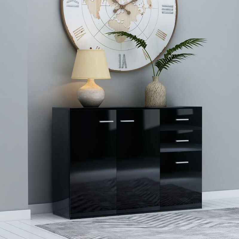 

Rogal Home&Deco Aparador de aglomerado negro con brillo 105x30x75 cm