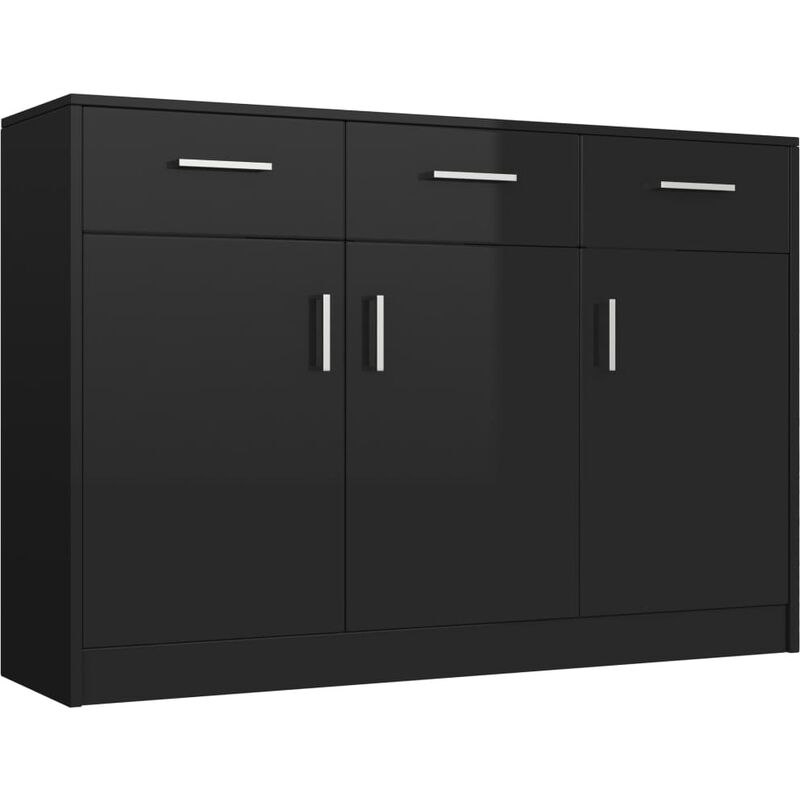 

vidaXL Aparador de Aglomerado 110x30x75 cm Negro Brillante - Negro