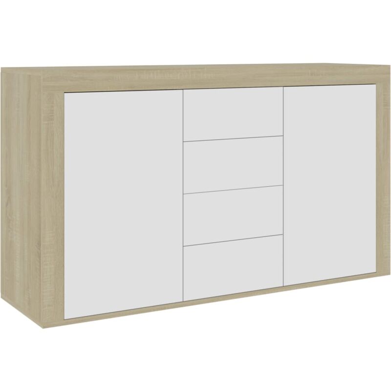 

Aparador de Aglomerado 120x36x69 cm Blanco y Roble Sonoma - Blanco - Vidaxl
