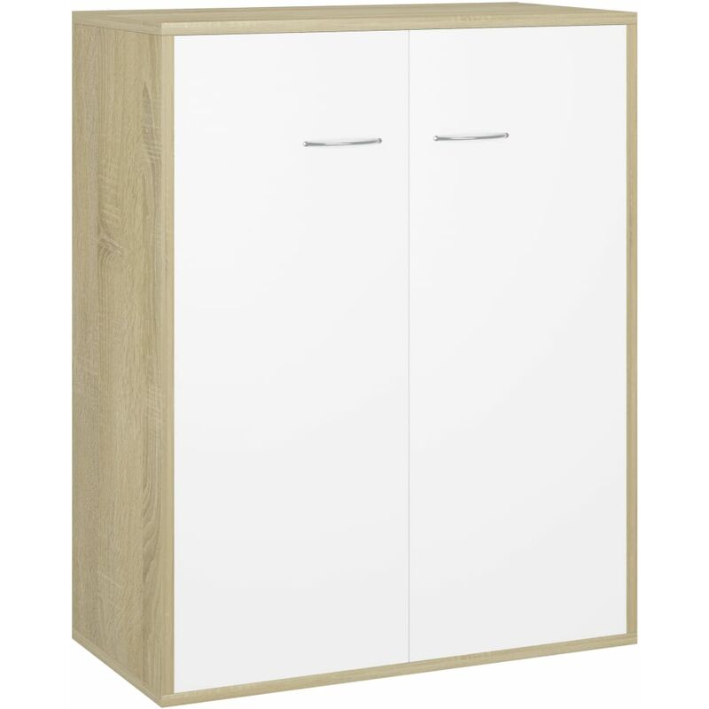 

vidaXL Aparador de Aglomerado 60x30x75 cm Color Blanco y Roble Sonoma - Blanco