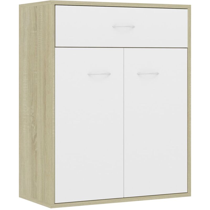 

Aparador de Aglomerado 60x30x75 cm Color Blanco y Roble Sonoma - Blanco - Vidaxl