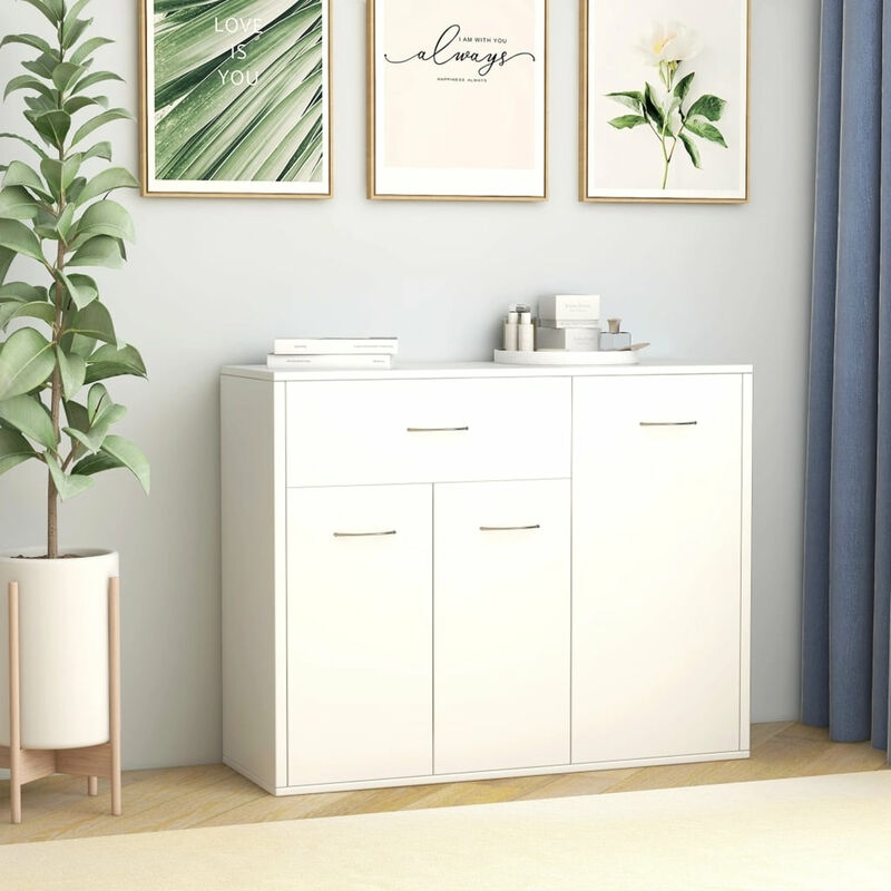

Aparador de aglomerado blanco 88x30x70 cm